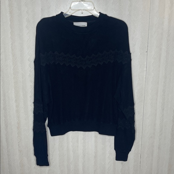 🔥 KOOPLES X SPORT Sweet Fleece Lace-inset Sweatshirt In Navy Size 1 - Picture 3 of 6